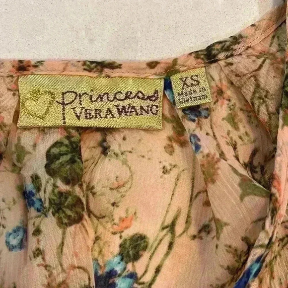 Princess Vera Wang Womens Top Brown XS Gauzy Boho Floral Print Lace Panels EUC - Picture 8 of 11